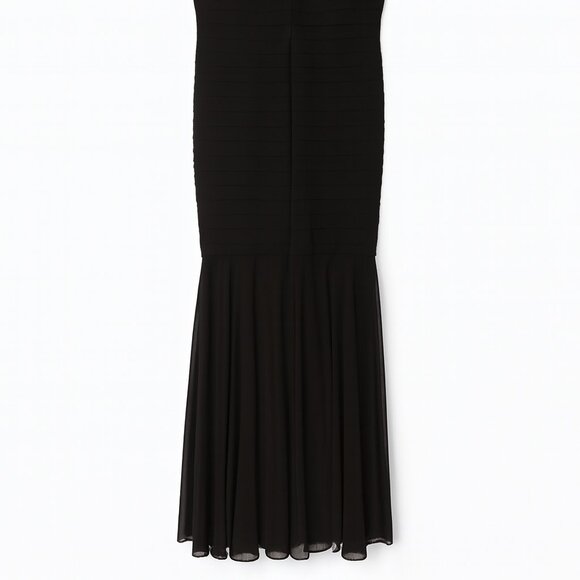 Xscape Black Illusion Beaded Neckline Evening Gown - Size 22W - Picture 4 of 5